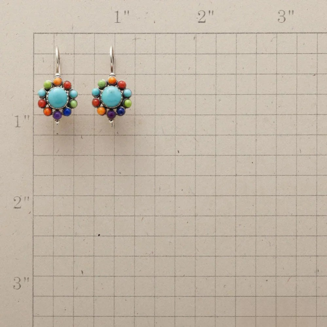 MULTICOLOURED TURQUOISE ROUND EARRINGS | COLOUR & ELEGANCE