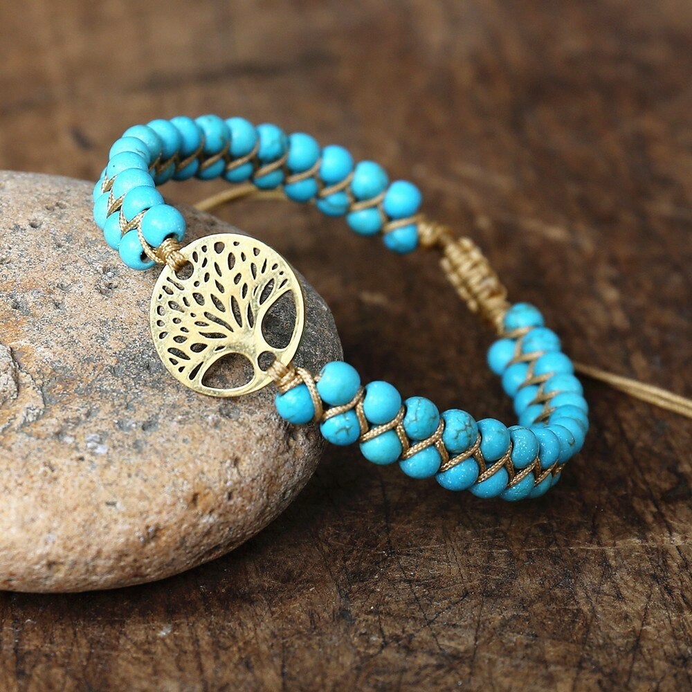 TREE OF LIFE BRACELET | HANDMADE, TURQUOISE STONE, UNIQUE