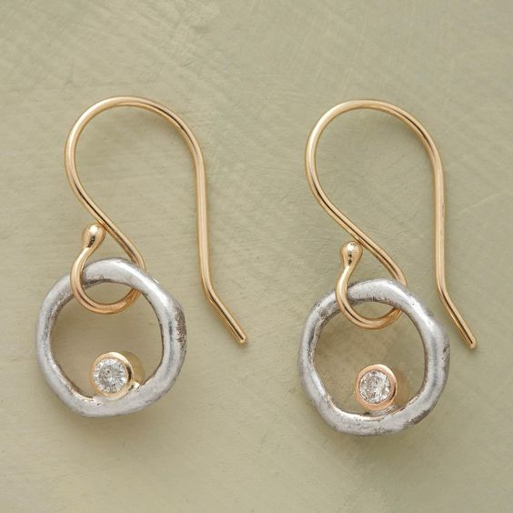 VINTAGE GOLD & SILVER ZIRCONIA EARRINGS | ELEGANT, TIMELESS DESIGN