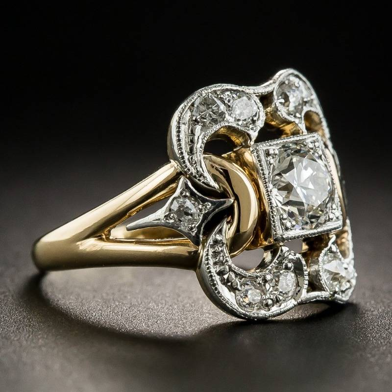 GOLDEN VINTAGE ZIRCONIA RING | ELEGANT DESIGN, SPARKLING GLAMOUR