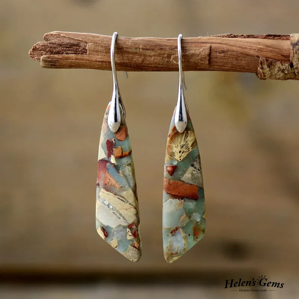 VINTAGE NATURAL STONE EARRINGS | UNIQUE NATURAL STONE SHINE