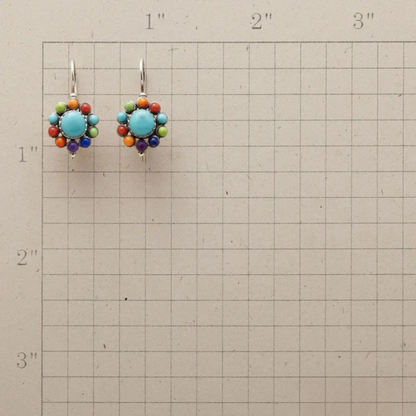 MULTICOLOURED TURQUOISE ROUND EARRINGS | COLOUR & ELEGANCE