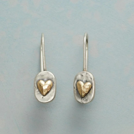 VINTAGE GOLD HEART SILVER EARRINGS | ELEGANT CLASSY LOOK