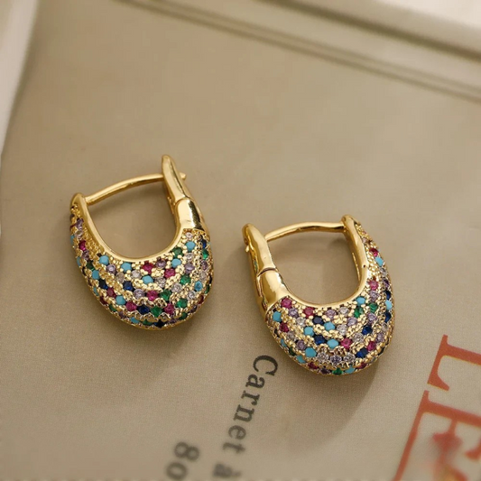 ELEGANT COLOURED INLAY CRYSTAL EARRINGS | SPARKLING DESIGN, ELEGANT APPEAL
