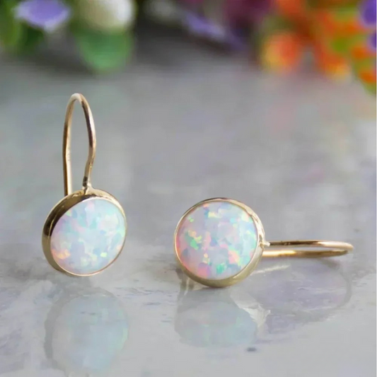 VINTAGE OPAL GOLD EARRINGS | ELEGANT JEWELRY STYLE