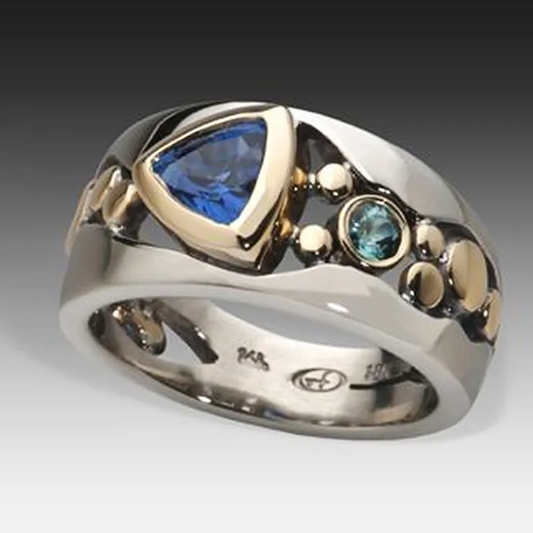 VINTAGE BLUE CRYSTAL RING | ELEGANT DESIGN, SPARKLING BEAUTY