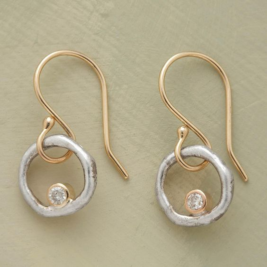 VINTAGE GOLD & SILVER ZIRCONIA EARRINGS | ELEGANT, TIMELESS DESIGN